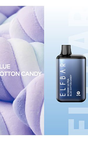 Elf Bar BC5000 Ultra Disposable Pod 5000 puffs [5%] Blue Cotton Candy - одноразовая перезаряжаемая ПОД система Эльф Бар Сладкая Вата с Малиной
