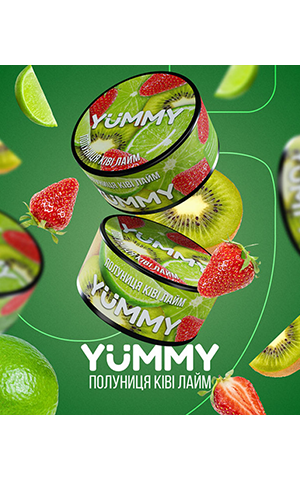 Табак для кальяна YUMMY Kiwi Strawberry Lime (Ямми Киви Клубника Лайм ) 100 грамм