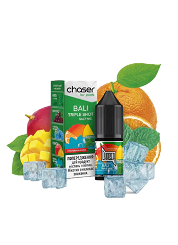 Солевая жидкость Chaser for Pod Bali Tripple Shot Salt (Чейзер Бали Трипл Шот), 10 мл, 6%/60мг Солевая жидкость Chaser for Pod Bali Tripple Shot Salt (Чейзер Бали Трипл Шот), 10 мл, 6%/60мг